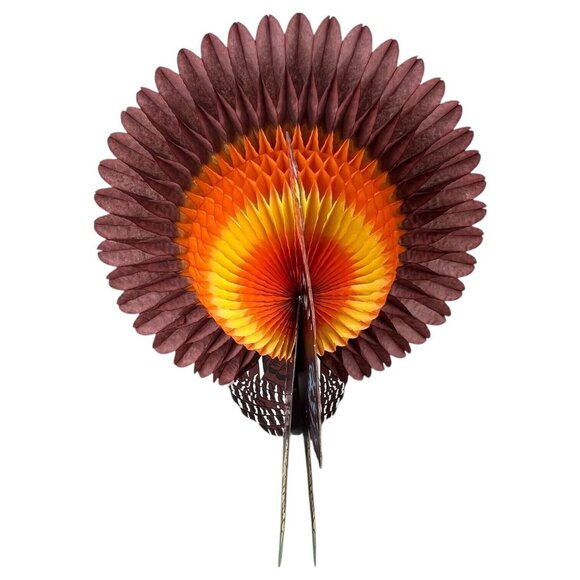 VTG Thanksgiving Table Fold Out Turkey Decoration 13" Honeycomb Display Die Cut - Picture 5 of 9